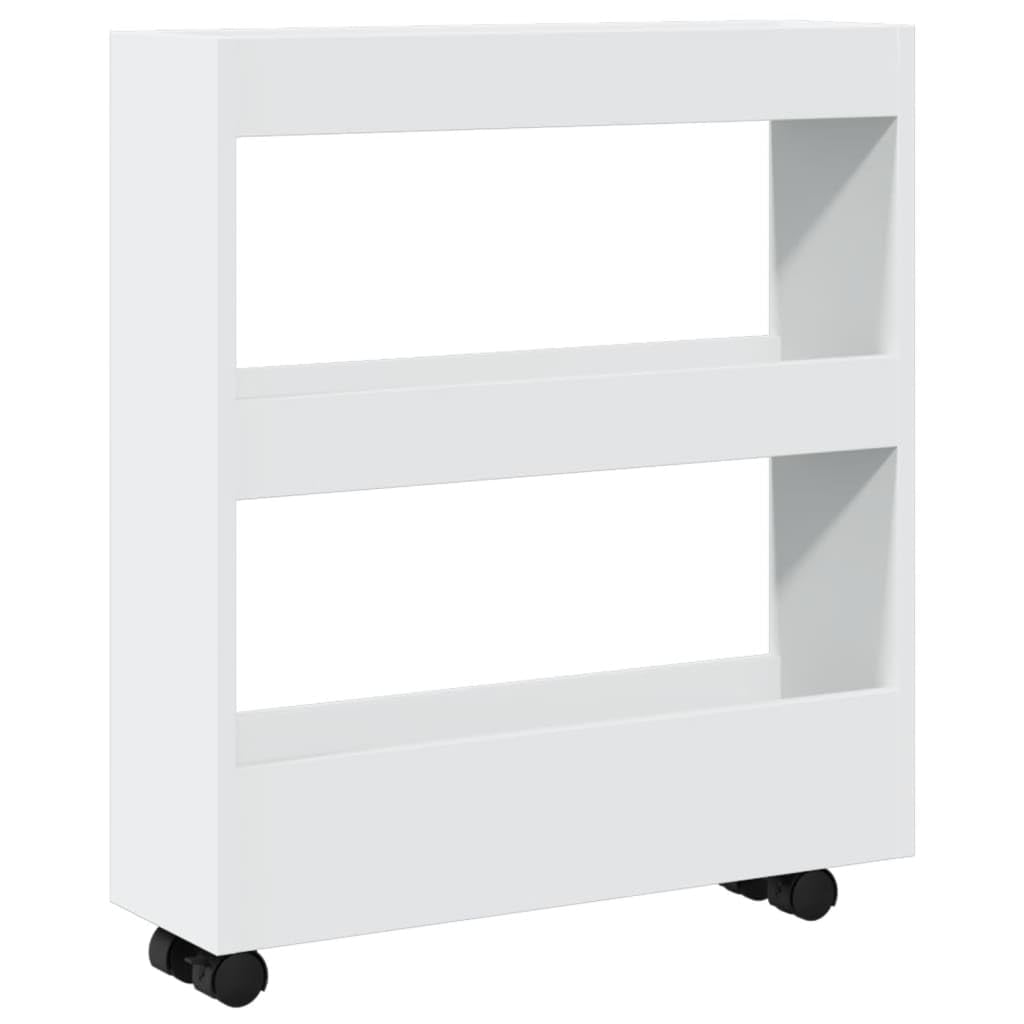 vidaXL Carrito de almacenaje Estrecho de 3 Niveles de Madera de ingeniería Blanca