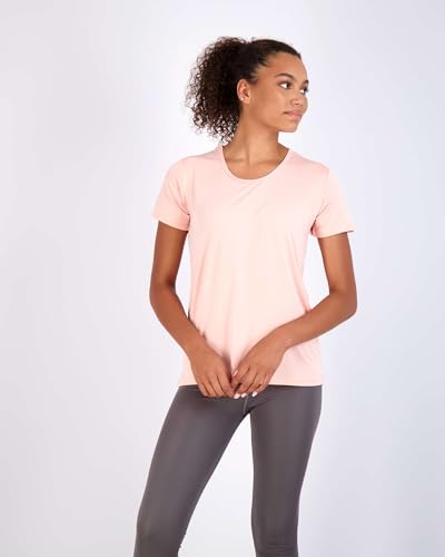 Real Essentials 5 Pack: Women's Short Sleeve T-Shirts Workout Tops Fitness Pilates Gym Activewear Athletic (Plus Available)