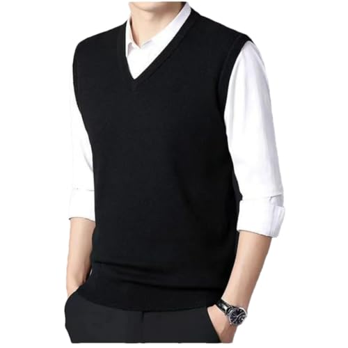 Men Warm Sweater Vest Spring Business Versatile V-Neck Slim Bottoming Knitted Sleeveless Tops