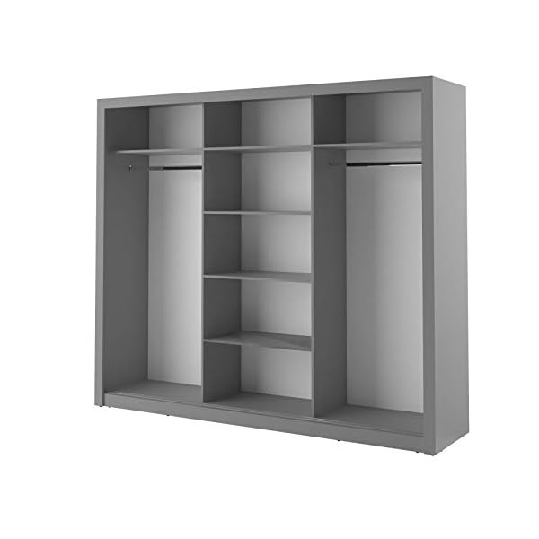 Arthauss Modern Bedroom Mirror Sliding Door Wardrobe Arti 2 in Grey 250cm sold - Image 4