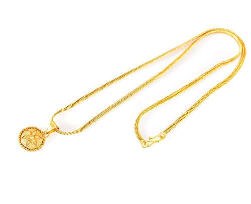 Image of Handicraft Kottage 1gm 22Ct Gold Plated chain with Pendant | latest & Stylish Celebrity Inspired Chain /Necklace /Jewellery Set /Fashion jewellery for Men, Women Boys Girls