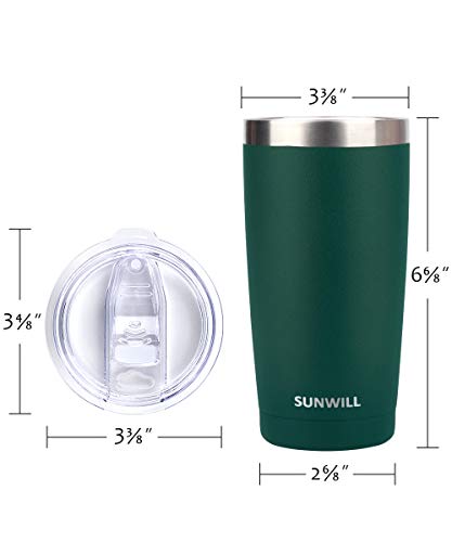 Sunwill Insulated Coffee Mug Set Of 2, Tumbler With Lid 20 Oz, Stainless Steel Travel Mug (Forest Green & Plum) Vacuum Double Wall, Thermal Cup With Spill Proof Sliding Lid #TOP3