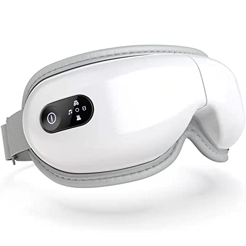 Eye Massager with Heat for Migraines, Relieve Dry and Tired Eyes, Improve Sleep Quality, 6 Modes with Heated, Compression, Vibration, Bluetooth Music, Rechargeable Eye Mask Massager for Headaches