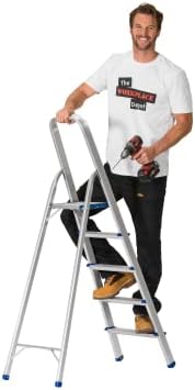 Aluminium Step Ladder, Lightweight Portable, Heavy Duty 3 or 4 or 5 Tread Folding Ladder (5 Tread)