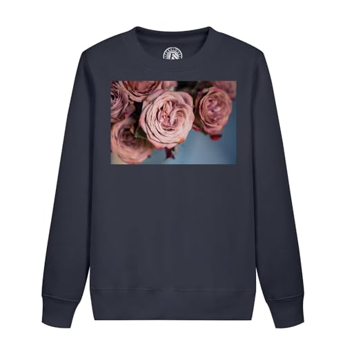 Sweatshirt enfant bouquet de roses bleu clair vintage pour fille de style rétro