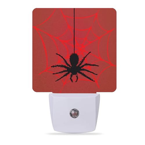 Image of Night Lights Plug into Wall Spider Red Web Night Lights Dusk to Dawn Sensor Led Lamp for Women Men,Led Lights for Stairway /Hallway /Bedroom,0.5W