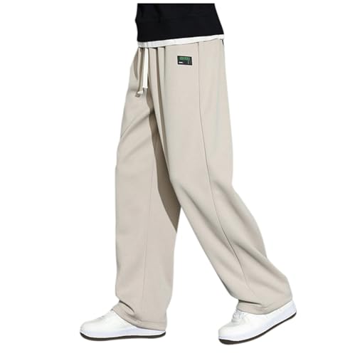 Pantalones anchos Hombre Rectos - Pantalones Cintura Elásticos Casual Impreso Gran Tamaño Palazzo Chic Corte Holgado Streetwear Cómodo Pasillo De Todos Los Días Salir Pantalones Deportivos, Z06-caqui