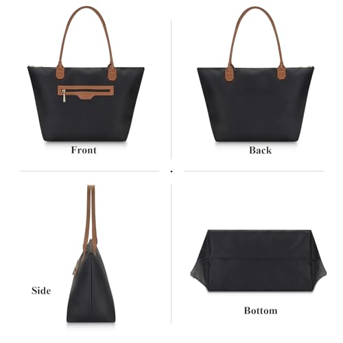 Nylon Tote Bag for Women with Zipper, Lightweight Large Laptop Shoulder Handbag, Spacious Gym, Travel and Shopping Purse2