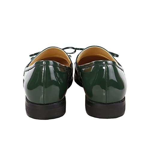 Image of LEMUTISME Women Tassel Bow Penny Loafers Slip On Low Flat Heel Dress Shoes