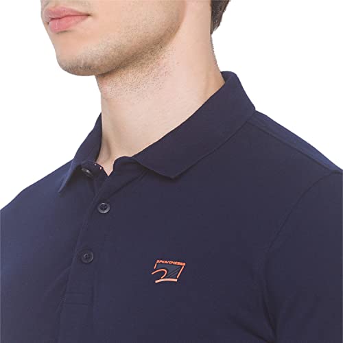 Image of Spykar Men's Embellished Slim Fit Polo T-Shirt