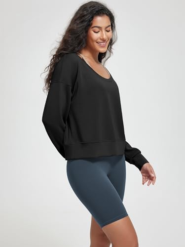 ODODOS Women's Modal Soft-Breezy Wide Scoop Neck Pullover Oversized Long Sleeve Sweatshirts3