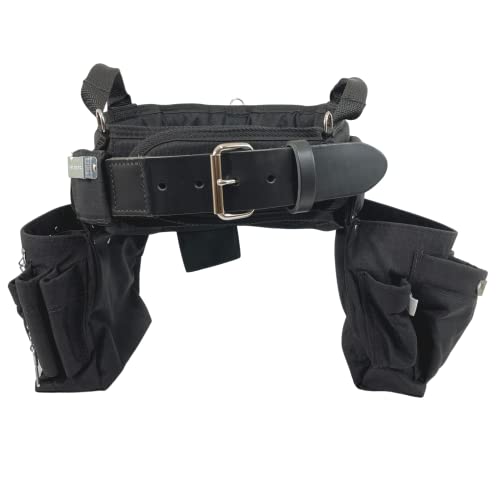Boulder Bag Professional Electrician's Max Combo With Comfort Back Support Tool Belt, Leather Belt Buckle, Heavy Duty Work Belt, Black, (Large 33-36 Inch Waist), Made In Usa #TOP5