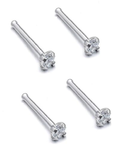 Jewellerymine-uk - Jewellerymine-uk 4 Tiny Sterling Silver Clear 1.5mm nose Studs with Ball End