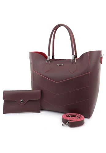 Bolsa Feminina Tote Grande com Alças de Mão e Estrutura Reforçada Retta (VINHO)