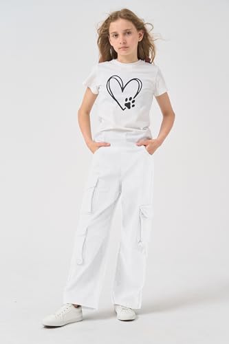 AOWKULAE Girls Jeans Elastic Waist Wide Leg Pants Kids Jeans 4-14 Years2