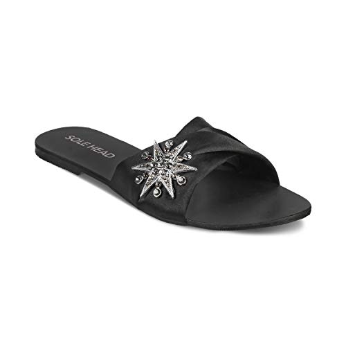Image of SOLE HEAD Gold Flats Sandal for Women