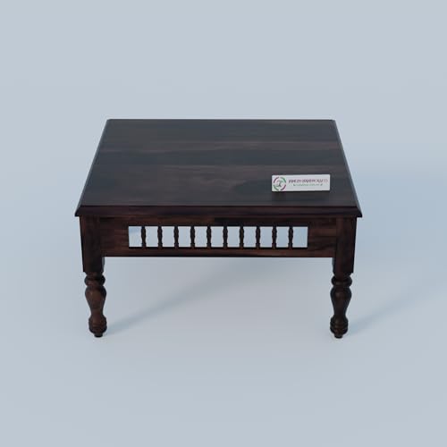 Image of Jangid Handicraft Solid Wood Coffee Table for Living Room | Wooden Center Table | Square Coffee Table | Tea Table for Sofa | Modern Sofa Table for Hall | Sheesham, Walnut Finish