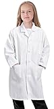 VOGRYE Lab Coat for Girl - White Unisex Kids Doctor's Coat Kids Vet, Doctor Dress Up Costume for Girl (8/10, White)