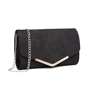 Miss Lulu Elegante Kettingzak Damestas Clutch tas Handtas Bruiloft Avondtasje Meisje (Zwart)