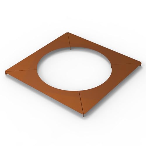 Baumring 120 x 120 cm - Ø 90 cm innen Quadratisch aus 1,5 mm Cortenstahl - Mähkante und Baumrandung - Rasenkante überfahrbar, mit Widerhaken, 4-teilig, Made in Germany