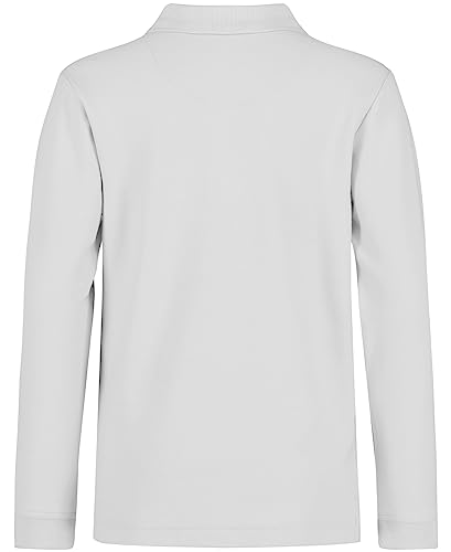 Image of Nautica Boys' School Uniform Long Sleeve Polo Shirt, Button Closure, Comfortable, Breathable Fabric