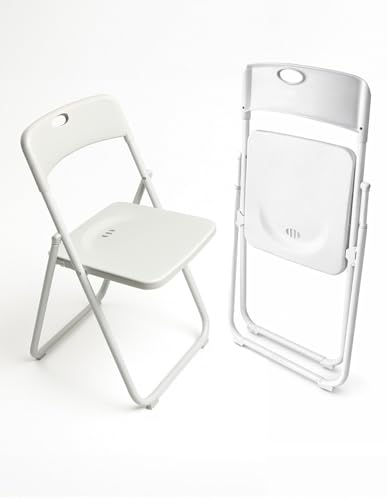 Jardin202 - Silla Plegable Metálica Monolith | 48 x 47 x 73 cm | Plástico Reforzado y Patas de Hierro con Refuerzo de Acero | Resistente | 1 Unidad (Blanco)