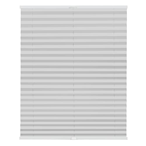 Lichtblick Plissee Klemmfix nach Maß, ohne Bohren, verspannt, lichtdurchlässig, Blickdicht, Made in Germany - Hellgrau 30 cm x 100 cm (B x L)