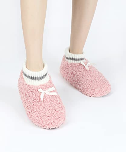 Image of DICUIRD Womens Fleece Slipper Socks Non-Slip Grippers Indoor Slippers