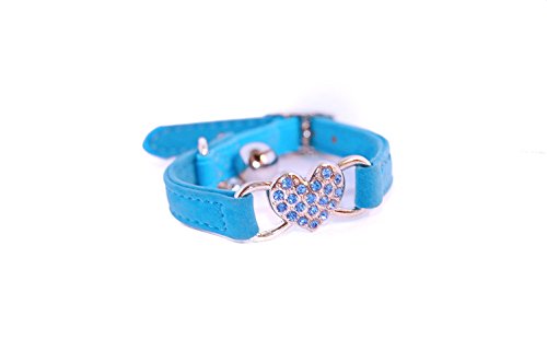 PET Palace  Queenie Cat, color azul, terciopelo suave de peluche y collar de seguridad de gato decorado con joyas para monarcos moggy y el juguete del ratón