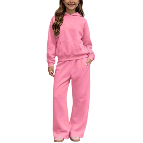 YMADREIG Girls Sweatsuit 2 Piece Sets Hoodies & Sweatpants Casual Tracksuit | 5-14 Years, Fleece Lined Jogger Set, Long Sleeve Pullover Hoodies, Elastic Waist Wide Leg Sweatpants, Daily School Wear - image 1