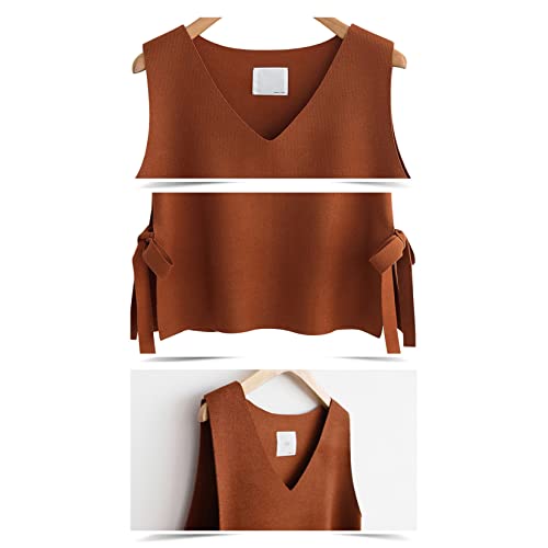 Chaleco de punto con cuello en V profundo y corte oversize sin mangas 5