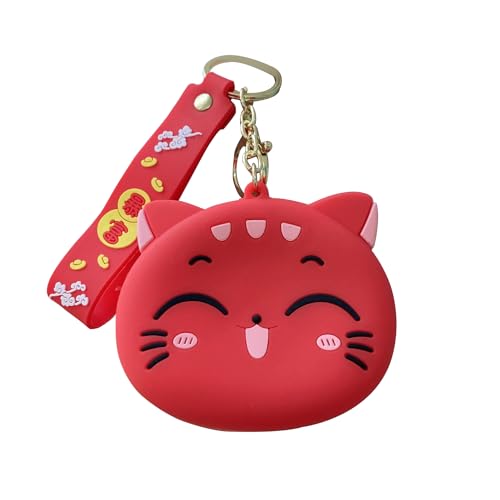 Cute Cartoon Coin Wallet For Backpack Decoration Animal Keychain Keyring Wallet With Silicone Strap Cute Pendant Mini Zipper Bag Suitable(D)