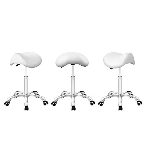 Antlu-Saddle-Stool-Rolling-Chair-for-Office-Massage-Salon-Technician-Kitchen-Spa-DraftingAdjustable-Hydraulic-with-Wheels-Without-Backrest-White