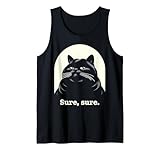 Annoyed Cat Sure Sure Sarctic Rolling Eyes Kawaii Cat Camiseta sin Mangas