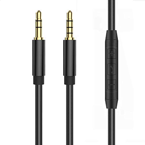 Rosyclo Replacement Audio Cable Wire, 3.5mm Male to Male Jack Auxiliary Stereo Aux Cord with Microphone and Volume Control Compatible with Headphones, Phone, Laptops, Car/Home Stereos-5.9 ft,Black