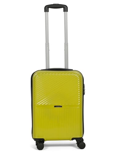 Image of Teakwood Small Size 8 Wheels Trolley Bag, Hard Cabin with Zipper Closure, Adjustable Push Button & Cross Side Strap, Number Lock System 360 Degree (Small, Lime Green)