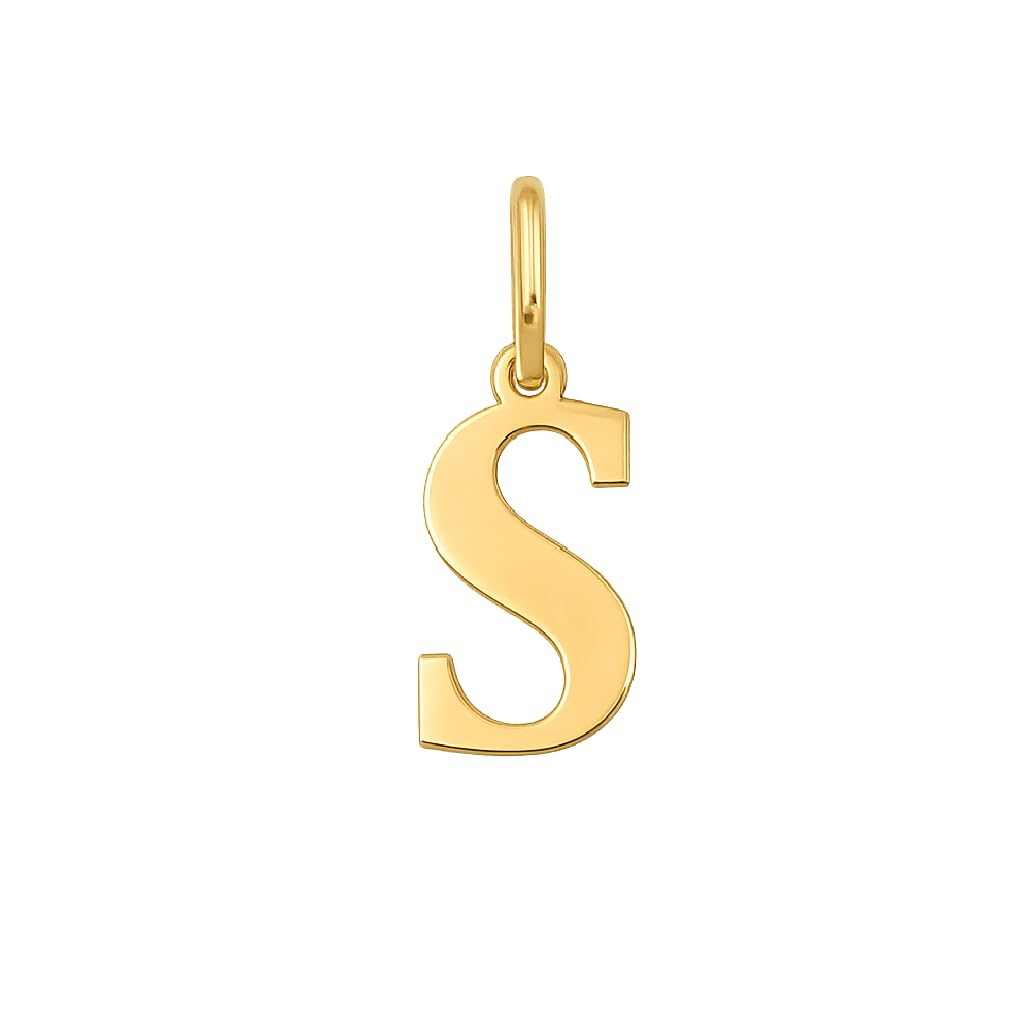 Rodium – Buchstabenanhänger S aus 585er Gelbgold – 14-Karat-Initialen-Anhänger für Halskette oder Armband – Geschenk für Frauen – hergestellt in Italien