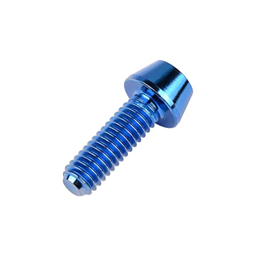 Image of Titanium Ti DIN912 M4 8 10 12 15 20mm Tapered Head Hex Bolts Bicycle Screws Pack of 6 (Blue, M4x12mm)