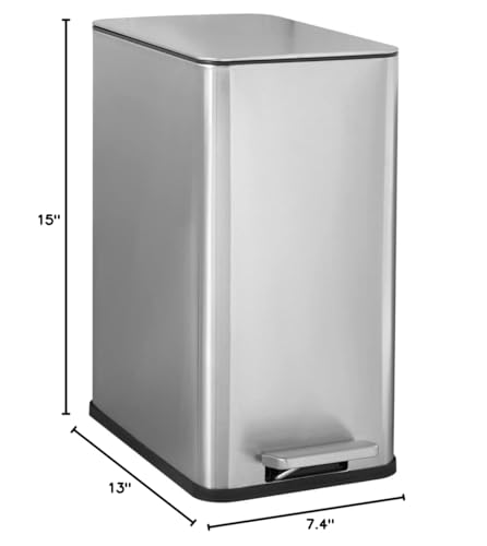 Caneca de basura pequeña rectangular plata con pedal miniatura 3
