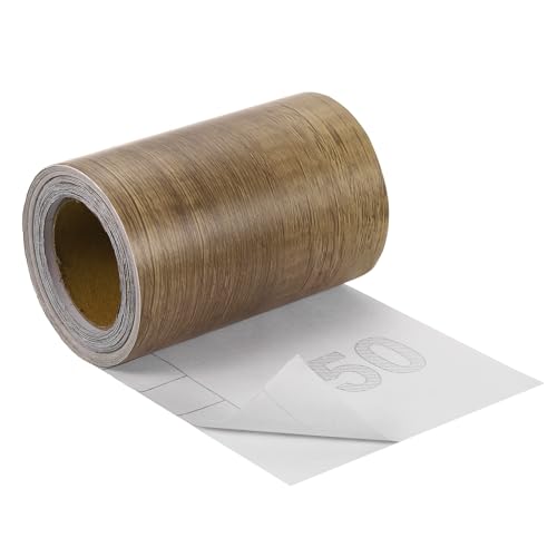 uxcell Wood Grain Tape, 4" x33 Ft Self Adhesive Wood Grain Repair Patch for Baseboards, Doors, Floor Repair, Furniture Home Decor Yellow Teak