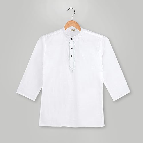 Image of Baby Boys Ethnic Wear Cotton Kurta Pyjama Set with Embroidery