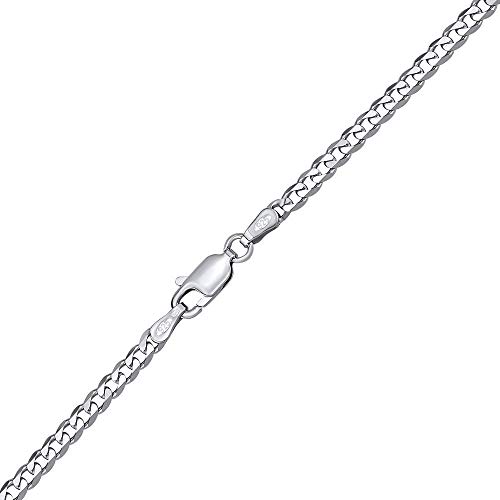 Preisvergleich Produktbild SILVEGO Unisex Halskette aus 925 Sterling Silber Panzerkette Breit 3 mm