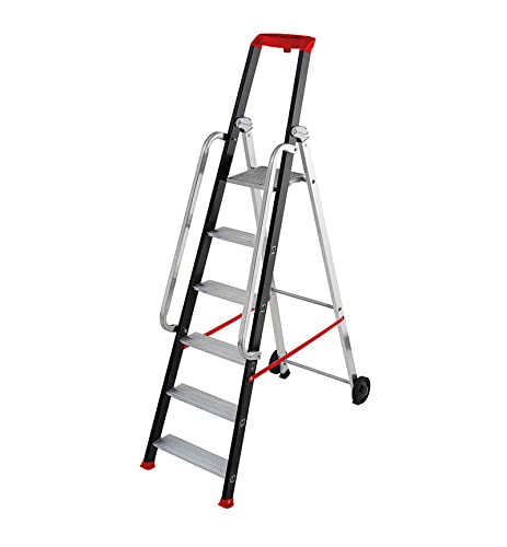 Hailo - Escabeau Professionnel de Chantier Roulant Pliable en Aluminium 6 marches Hailo