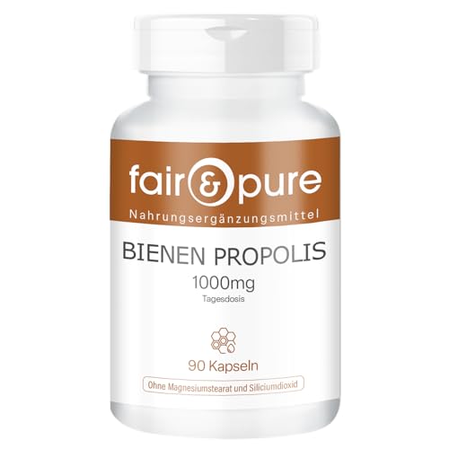 Fair & Pure® - Abejas Propóleo 1000mg dosis diaria - Rico en Flavonoides y Proantocianidinas - Cápsulas de Propolis - Alta pureza - 90 Cápsulas
