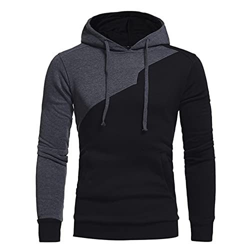 Herren Hoodie, Herren Kapuzenpullover Unisex Pullover mit Kapuze Casual Sweatshirts Classic Farbabstimmung Hoody mit Tasche Patchwork Slim Fit Langarmshirts Kapuzenjacke Frühling Herbst Winter Cover