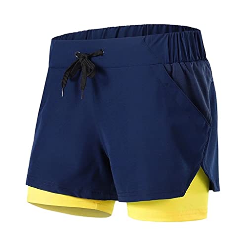 Short de running 2 en 1 femme noir pour fitness et entraînement