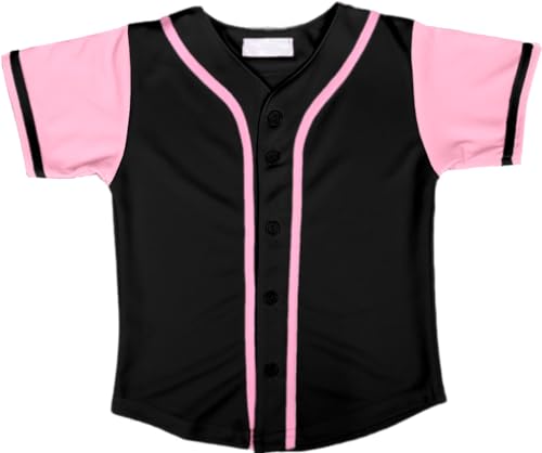 DIGITMON Kids Baseball Jersey Button Down Premium Hip Hop T Shirts Uniform Blackpink for 3y Toddlers