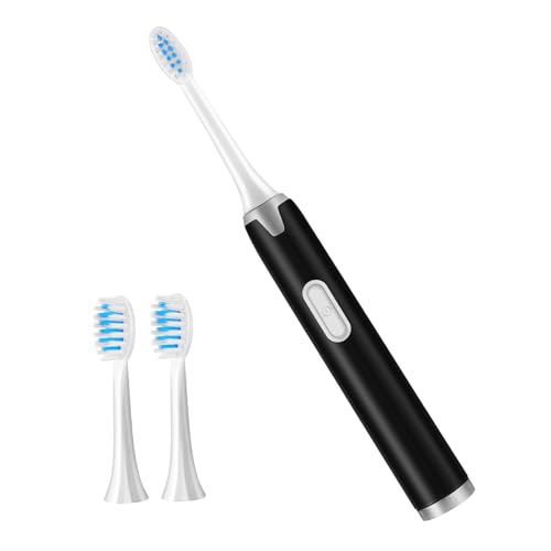 LOORGVEL Cepillo Eléctrico Vibrante Inalámbrico para Adultos con Cabezal Suave y Recambio Portátil y Fácil de Usar Cuidado Dental Negro con Cabezales Resistentes al Agua