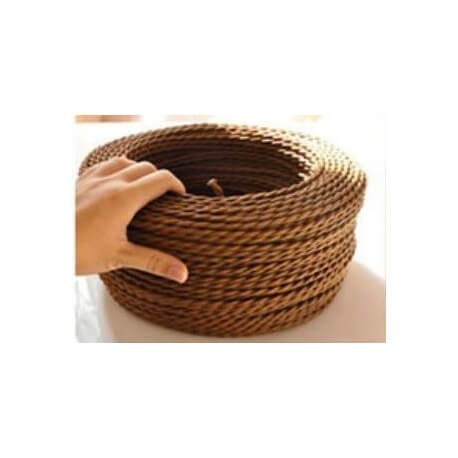 Filo elettrico intrecciato marrone, vintage look