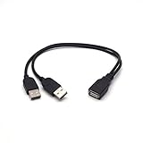 Antrader USB 2.0 1 Female to 2 Male Data Charge Cable Power Supply Enhancer Splitter USB Extension Cord 15' Length 6pcs